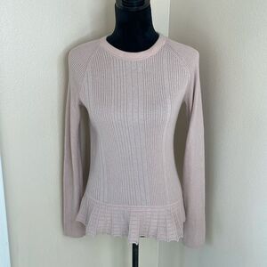 Tory Burch Margaret peplum dusty pink silk cashmere sweater
